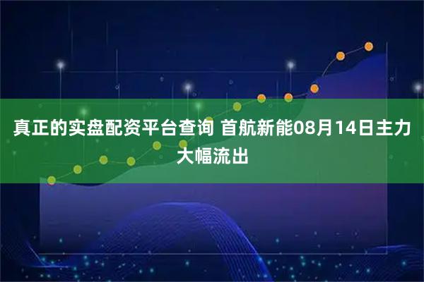 真正的实盘配资平台查询 首航新能08月14日主力大幅流出