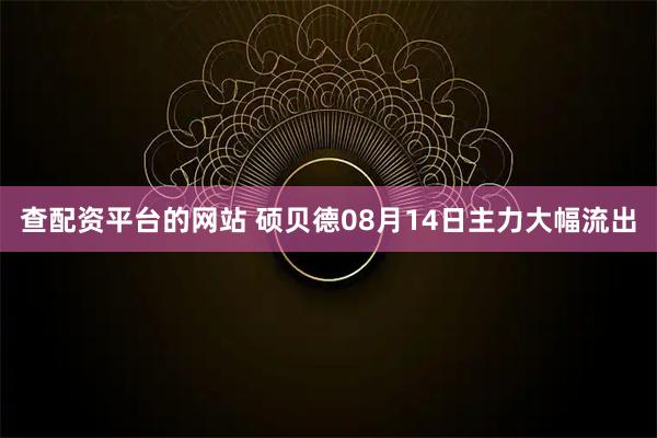 查配资平台的网站 硕贝德08月14日主力大幅流出